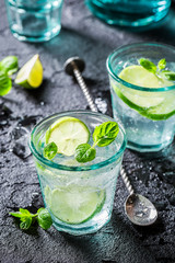 Refreshing and cold Mojito with fresh ingredients