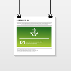 Vector illustration. Infographic pattern on a suspended sheet of paper. 3d style with one step. Used for business presentations, education, web design. Place for text and icons