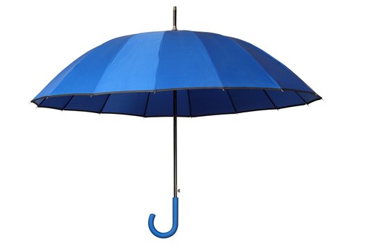 Blue umbrella on white