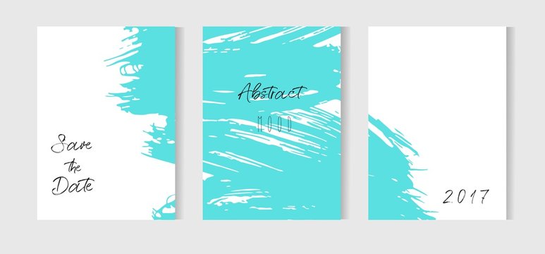 Set of creative universal cards. Hand Drawn textures. Wedding, anniversary, birthday,save the date, party. Design for banner, poster, card, invitation, placard, brochure, flyer. Vector. Isolated
