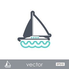 Fototapeta na wymiar Boat with a Sail outline icon. Summer. Vacation