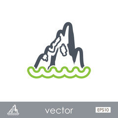 Rocks in the sea outline icon. Summer. Vacation