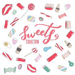 Sweets illustration hand drawn, candy, sweets collection