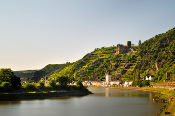 Fototapeta na wymiar Burg Katz, Sankt Goarshausen, Unesco Weltkulturerbe Oberes Mittelrheintal, Rheinland-Pfalz, Deutschland, Europa