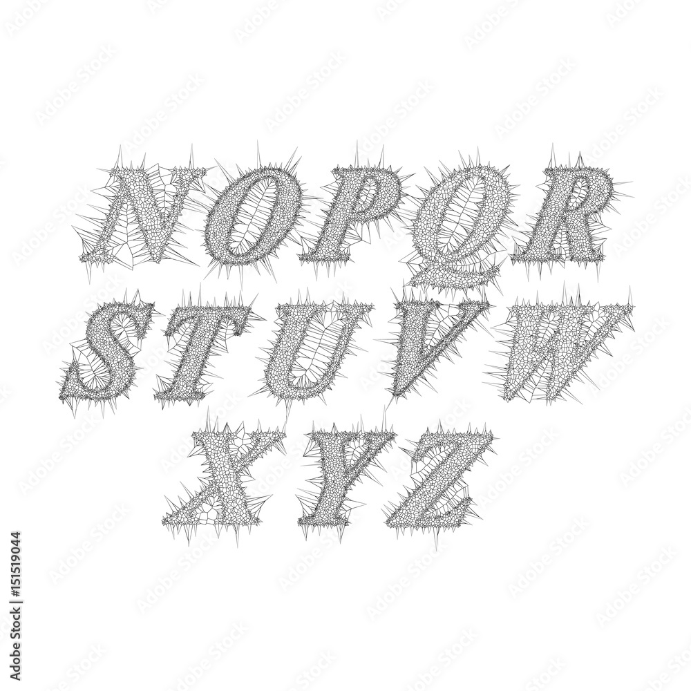Fototapete vector of retro slanted font and alphabet in style voronoi