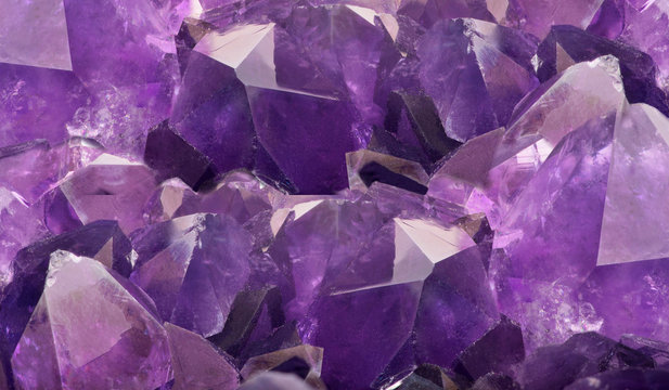 lilac amethyst crystals closeup background