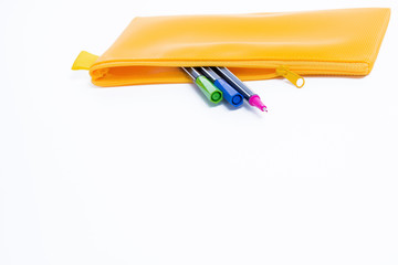 yellow leather pencil case
