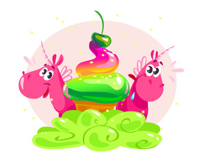 Vector flat ice cream food illustration.