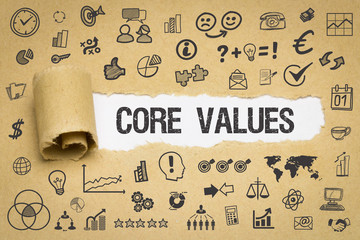 Core Values / Papier mit Symbole