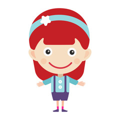 Girl portrait fun happy young expression cute teenager cartoon character little kid flat vector illustration.