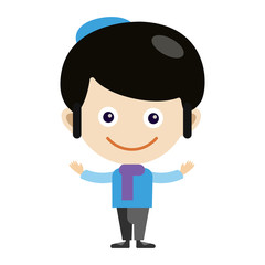 Boy portrait fun happy young expression cute teenager cartoon character little kid flat vector illustration.