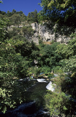 Fototapeta na wymiar Fontaine de Vaucluse / Rivière Sorgue / L'Isle sur la Sorgue