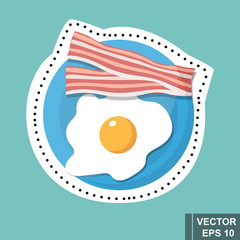 Bacon and eggs. Fast food. Tasty food. For your design.