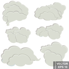 Set of cartoon clouds. Icon isolated on white background.