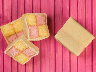 Almond Flavoured Battenberg Sponge Cake