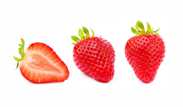 Fresh red strawberries isolated on a white background 