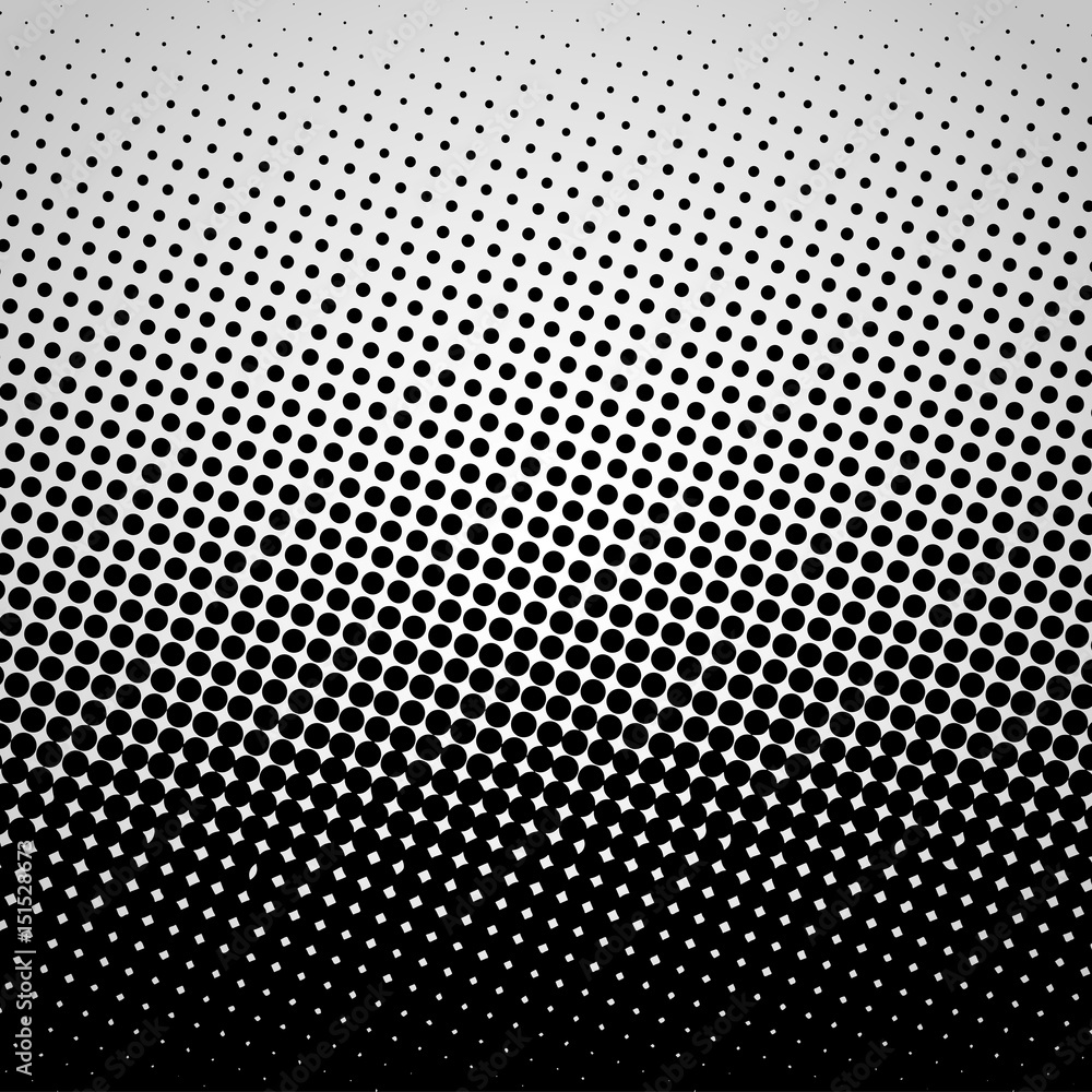 Poster halftone abstract black dots design element isolated on a white background.