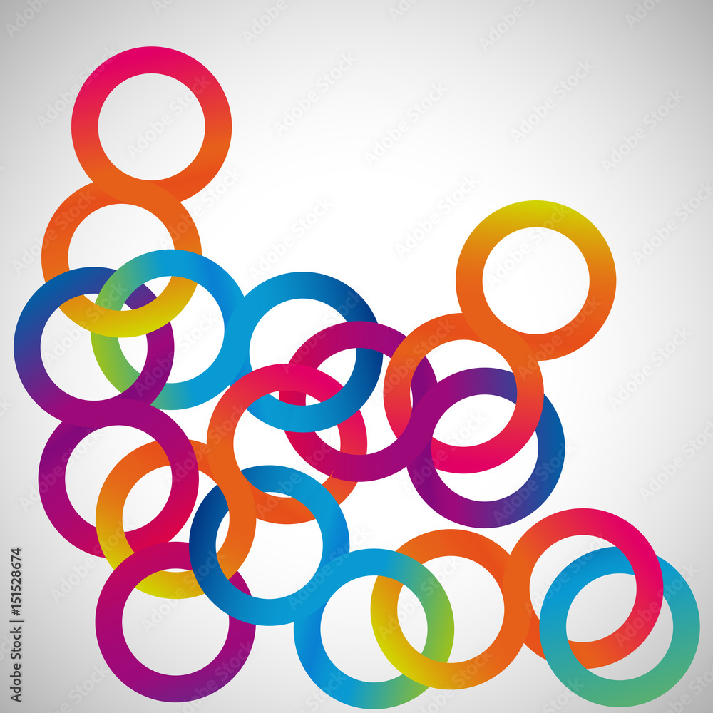 Poster rainbow loops chain, abstract background, design shape.