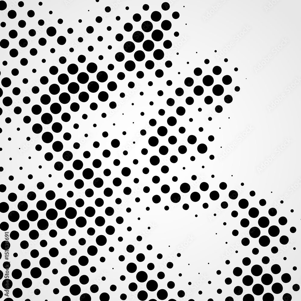 Poster halftone abstract black dots design element isolated on a white background.