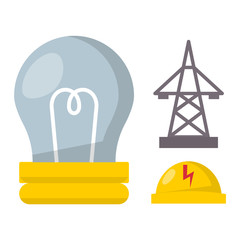 Cartoon lamp light bulb design flat vector illustration electric idea bright graphic solution concept.
