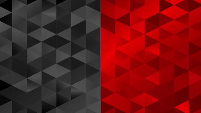 Contrast red and black pixelated triangles mosaic tech motion design. Seamless loop. Low poly video animation Ultra HD 4K 3840x2160