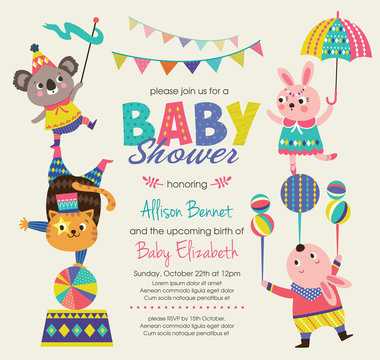 Baby Shower invitation card with circus theme