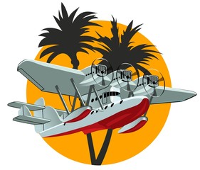 Vector Cartoon Retro Sea Plane. Available EPS-10 vector format separated by groups and layers for easy edit