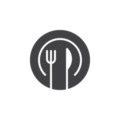 Dish fork and knife icon vector, filled flat sign, solid pictogram isolated on white. Symbol, logo illustration. Pixel perfect