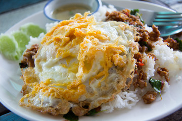 Fried Rice with Basil, Pork, Egg
