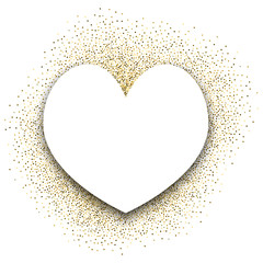 Gold festive frame. Background in the form of a heart. Back from