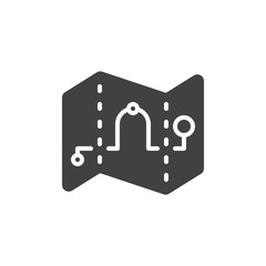 Map waypoints icon vector, filled flat sign, glyph style pictogram isolated on white. Route symbol, logo illustration. Pixel perfect