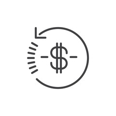 Refund outline icon, line vector sign, linear style pictogram isolated on white. Symbol, logo illustration. Editable stroke. Pixel perfect