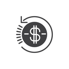 Refund icon vector, filled flat sign, glyph style pictogram isolated on white. Symbol, logo illustration. Pixel perfect