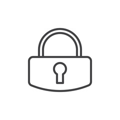 Lock, password outline icon, line vector sign, linear style pictogram isolated on white. Symbol, logo illustration. Editable stroke. Pixel perfect