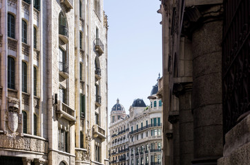 Fototapeta na wymiar Cityscape in Barcelona Europe - street view of Old town in Barcelona, Spain