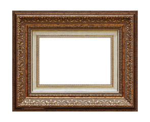 Framework in antique style. Vintage picture frame isolated on white background