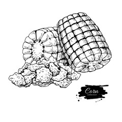 Corn flakes hand drawn vector illustration. Heap of granola muesli. Morning cereals in hand drawn style