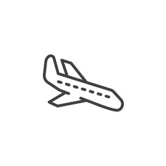 Plane landing, line icon, outline vector sign, linear style pictogram isolated on white. Arrival symbol, logo illustration. Editable stroke