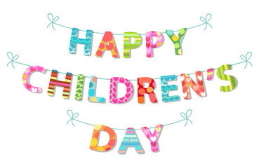 Cute Children's Day banner as colorful letters