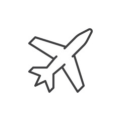 Plane line icon, outline vector sign, linear style pictogram isolated on white. Airport symbol, logo illustration. Editable stroke. Pixel perfect