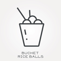Line icon bucket rice balls
