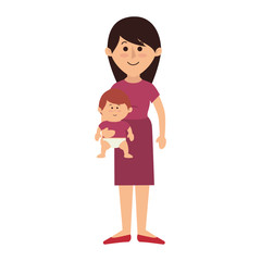 beautifull mother with baby avatar character vector illustration design