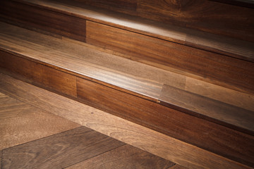 Abstract empty interior fragment, wooden stairs