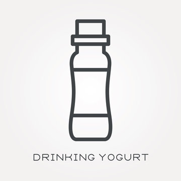 Line icon drinking yogurt