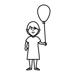 cute little girl character with balloons air vector illustration design