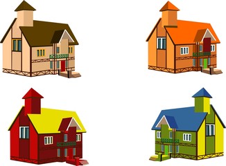 Vector houses set isolated on white