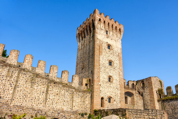 Fototapeta na wymiar fortified walls of Este castle ruin, Padua province , Veneto region Italy