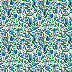 Seamless vector floral pattern with colorful fantasy plants and flowers