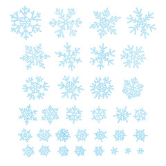 Set of different hand-drawn snowflakes