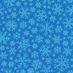 Christmas seamless doodle pattern with snowflakes